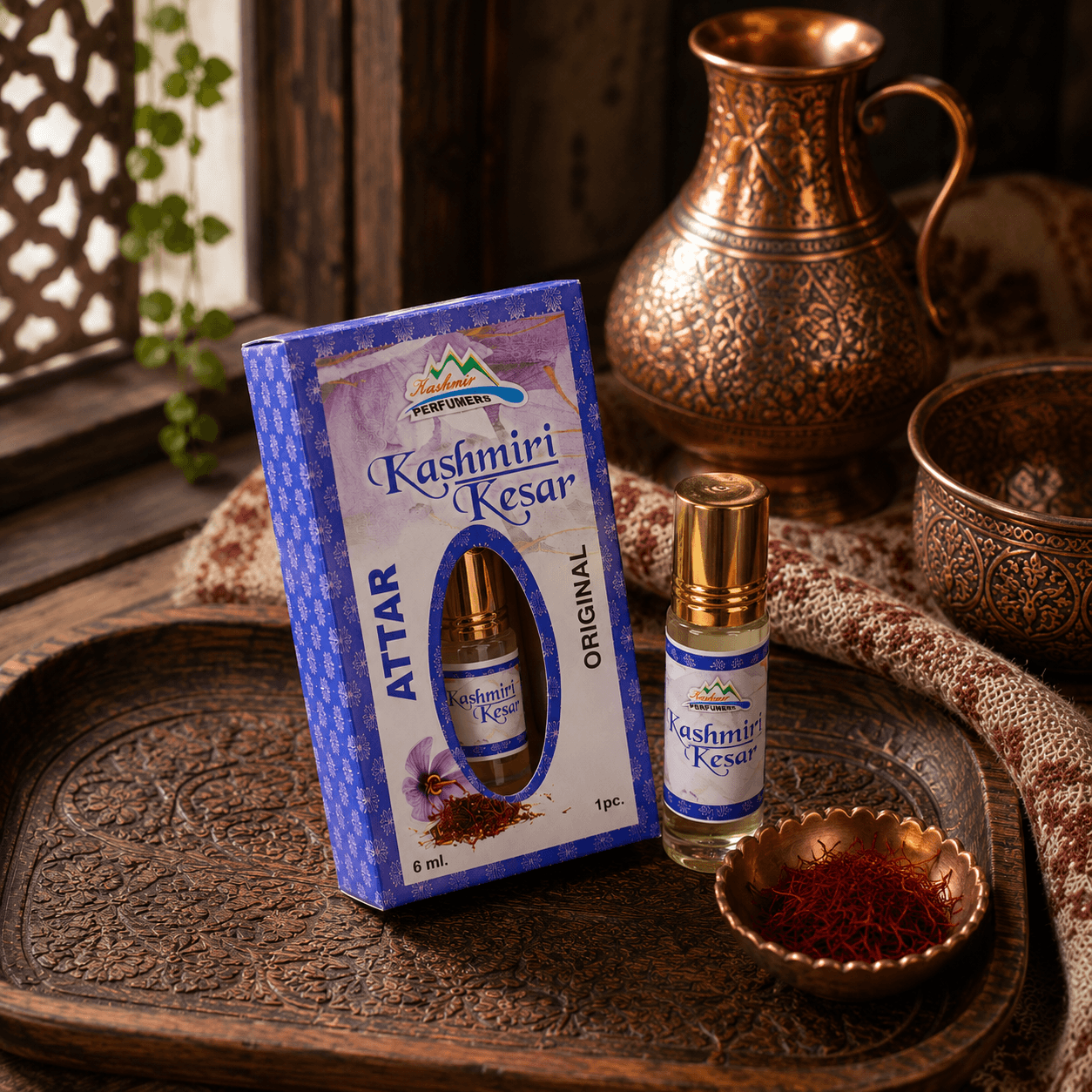 Kashmiri Kesar Attar — Alcohol-Free Saffron Perfume Oil, 6ml